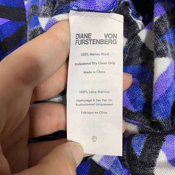 DVF Diane Von Furstenberg Merino Wool Knit Gabel Dress Blue Purple Diamond - Picture 10 of 10